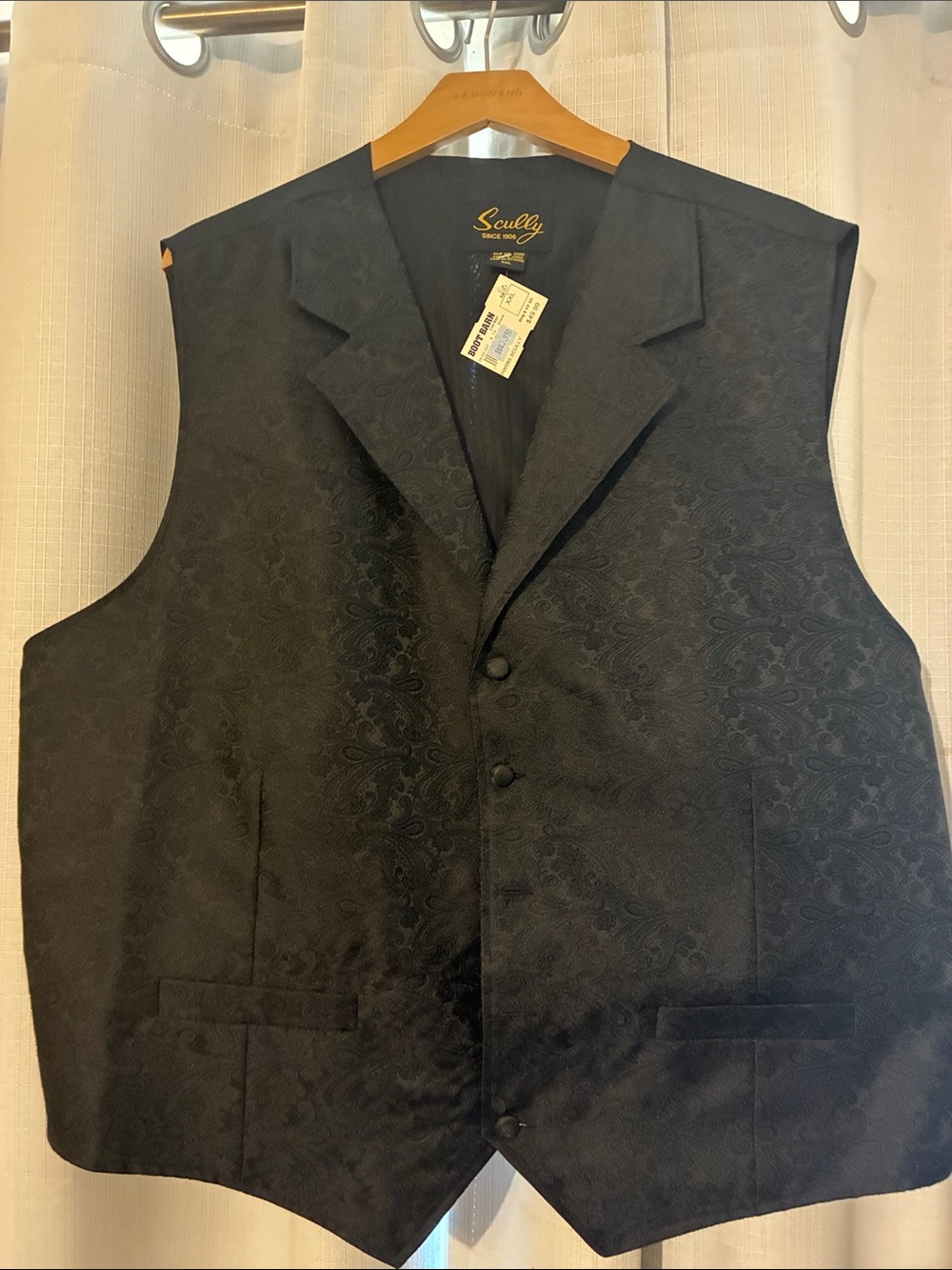 Scully Black Paisley Men's Dress Vest Western